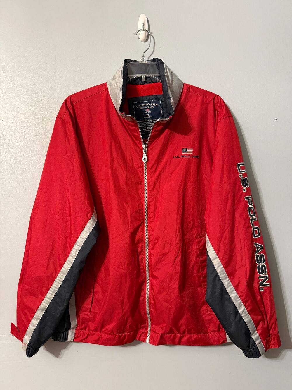 Vintage U.S. Polo Assn. Men’s XL Red Colorblock Windbreaker Jacket USA